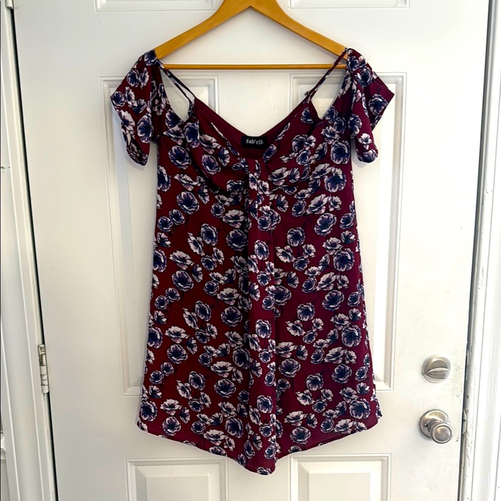 fab'rik Burgundy Floral Dress